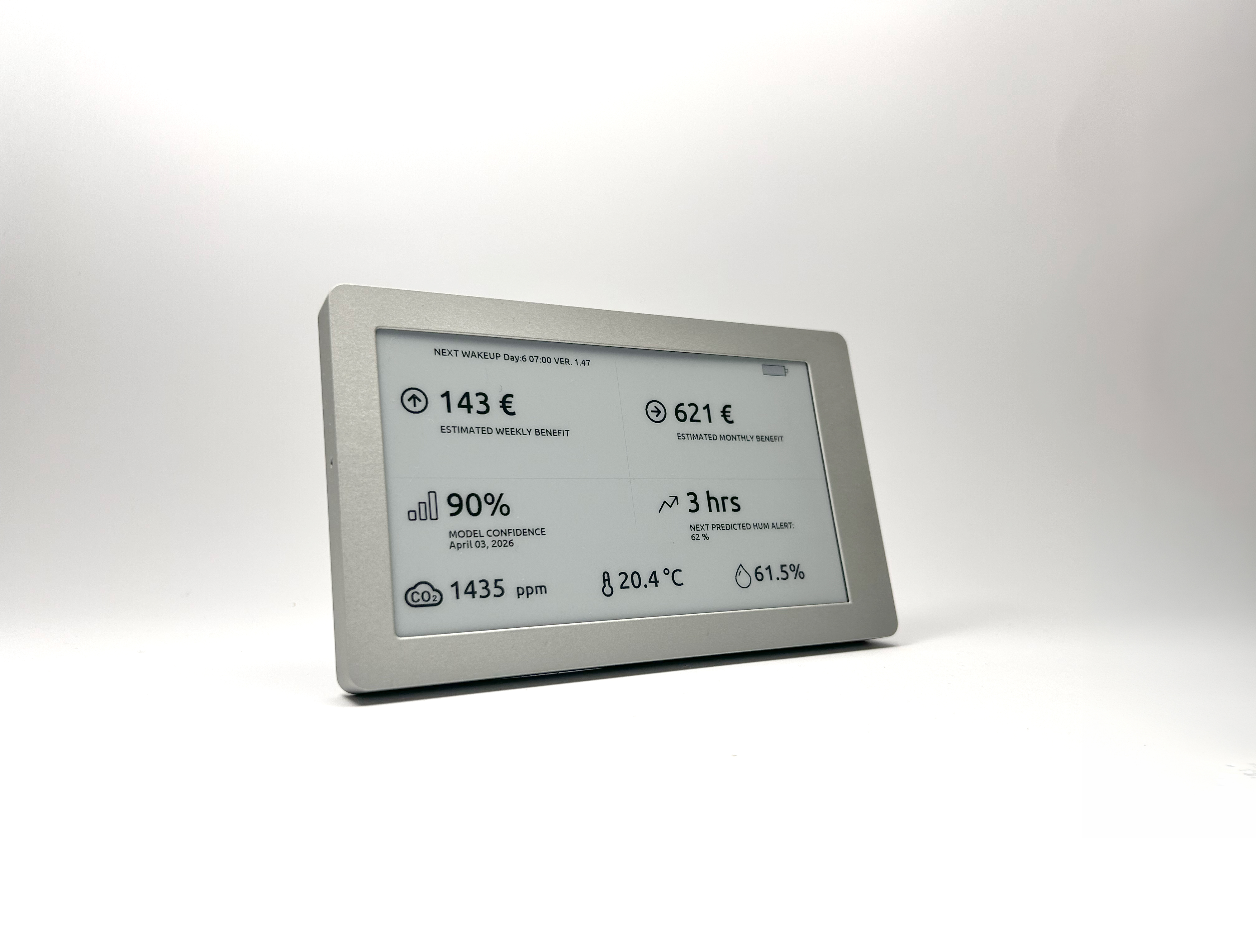 Sensoria sensor — lateral view showing the unit shipping to Founders List members